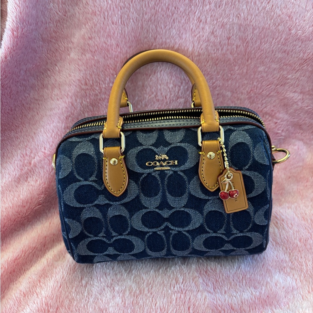Coach Signature Denim Mini Rowan w Strap